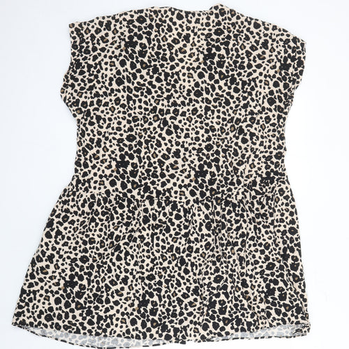 Blue Chameleon Womens Multicoloured Animal Print Polyester Blend A-Line Size 16 V-Neck Button - Pockets