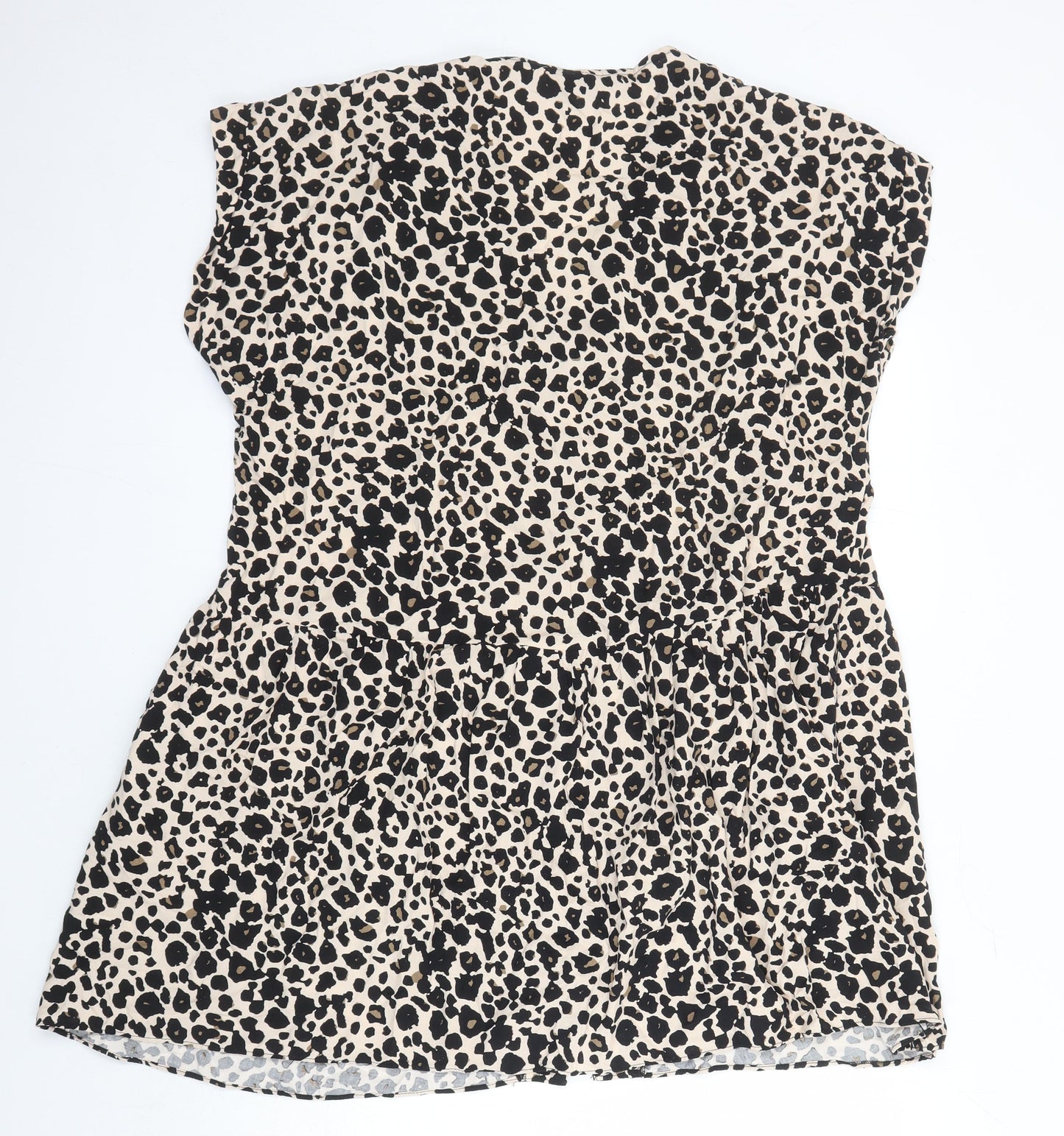 Blue Chameleon Womens Multicoloured Animal Print Polyester Blend A-Line Size 16 V-Neck Button - Pockets