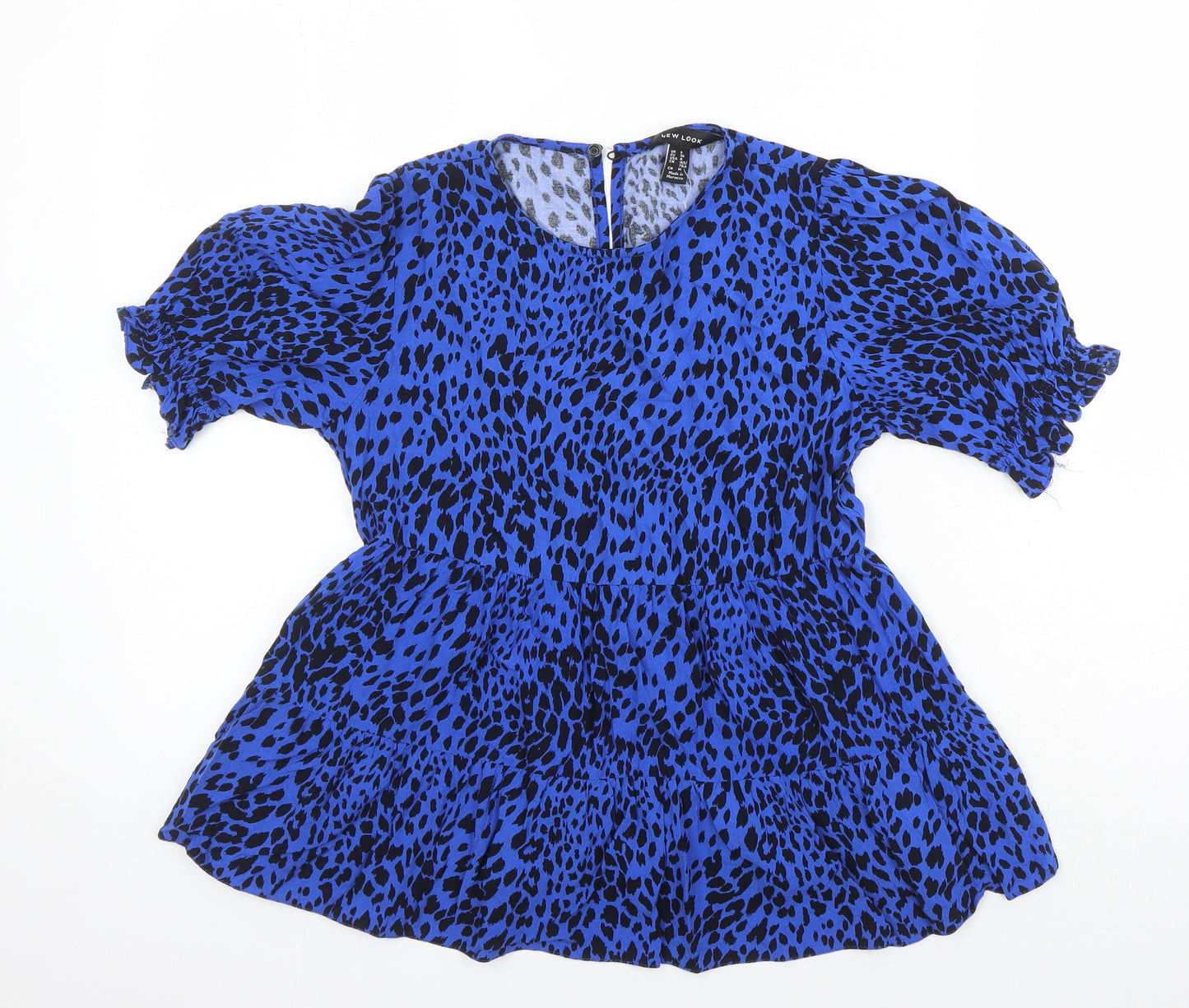 New Look Womens Multicoloured Animal Print Viscose Tunic Blouse Size 8 Round Neck