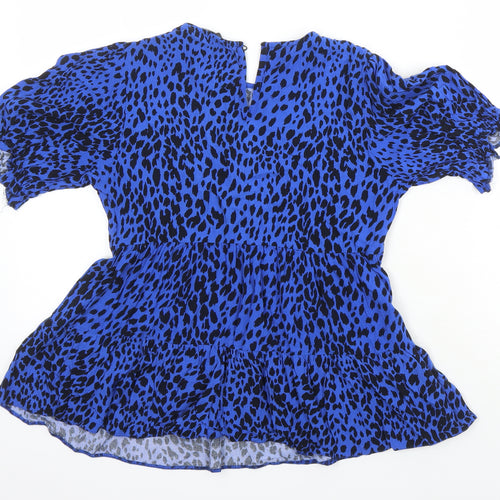 New Look Womens Multicoloured Animal Print Viscose Tunic Blouse Size 8 Round Neck