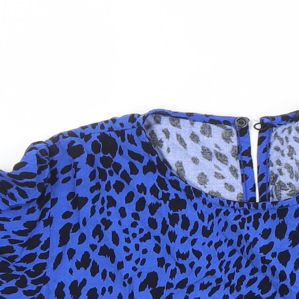 New Look Womens Multicoloured Animal Print Viscose Tunic Blouse Size 8 Round Neck