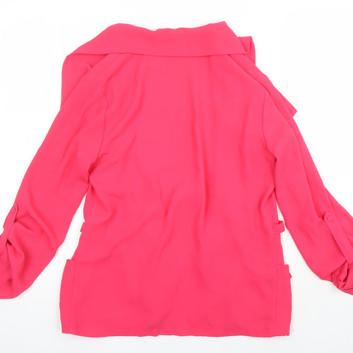 NEXT Womens Pink Polyester Kimono Blouse Size 10 Collared - Jacket blouse with pockets