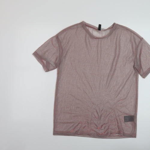 H&M Womens Pink Polyester Basic T-Shirt Size S Round Neck