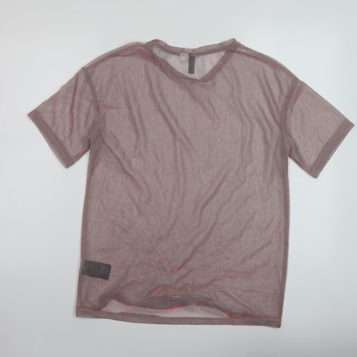 H&M Womens Pink Polyester Basic T-Shirt Size S Round Neck