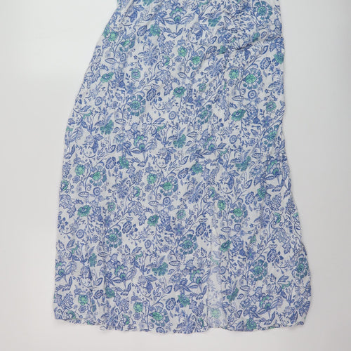 Per Una Womens Blue Floral Viscose A-Line Skirt Size 12 Zip
