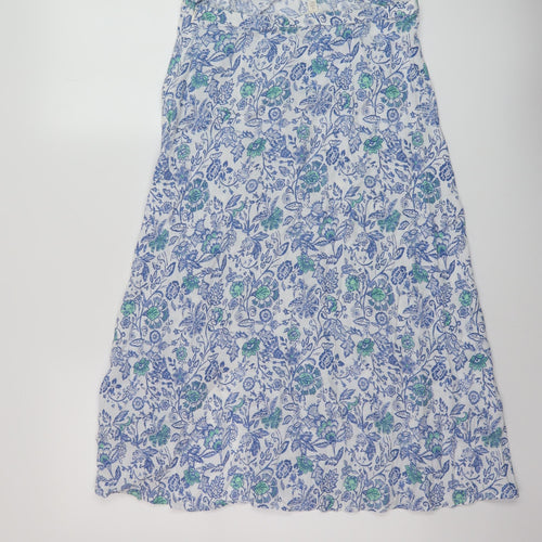 Per Una Womens Blue Floral Viscose A-Line Skirt Size 12 Zip