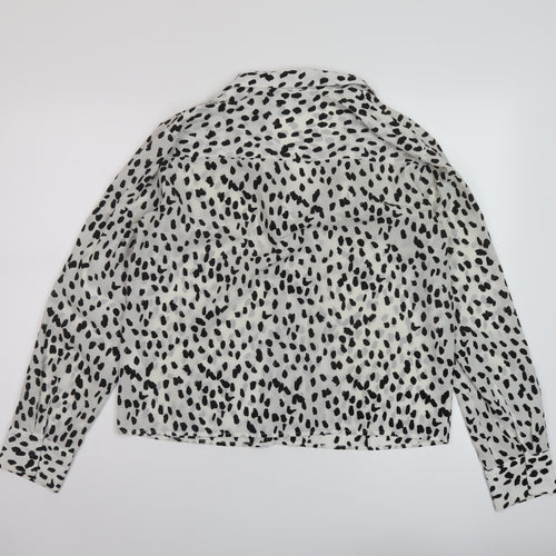 Topshop Womens Ivory Animal Print Polyester Basic Blouse Size 12 V-Neck
