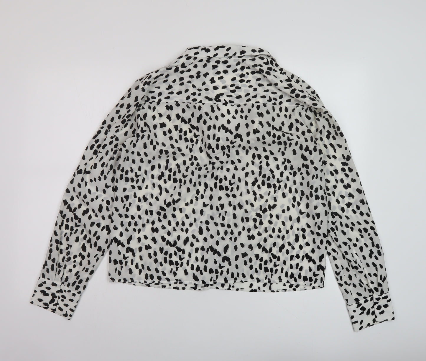 Topshop Womens Ivory Animal Print Polyester Basic Blouse Size 12 V-Neck