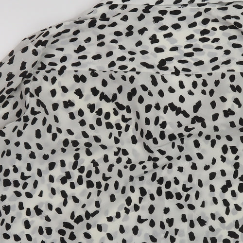 Topshop Womens Ivory Animal Print Polyester Basic Blouse Size 12 V-Neck
