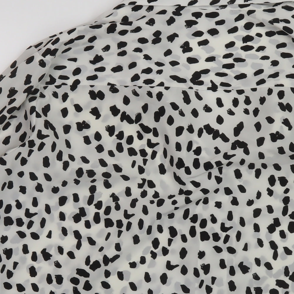 Topshop Womens Ivory Animal Print Polyester Basic Blouse Size 12 V-Neck