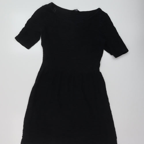 Dorothy Perkins Womens Black Polyester A-Line Size 10 Round Neck Pullover