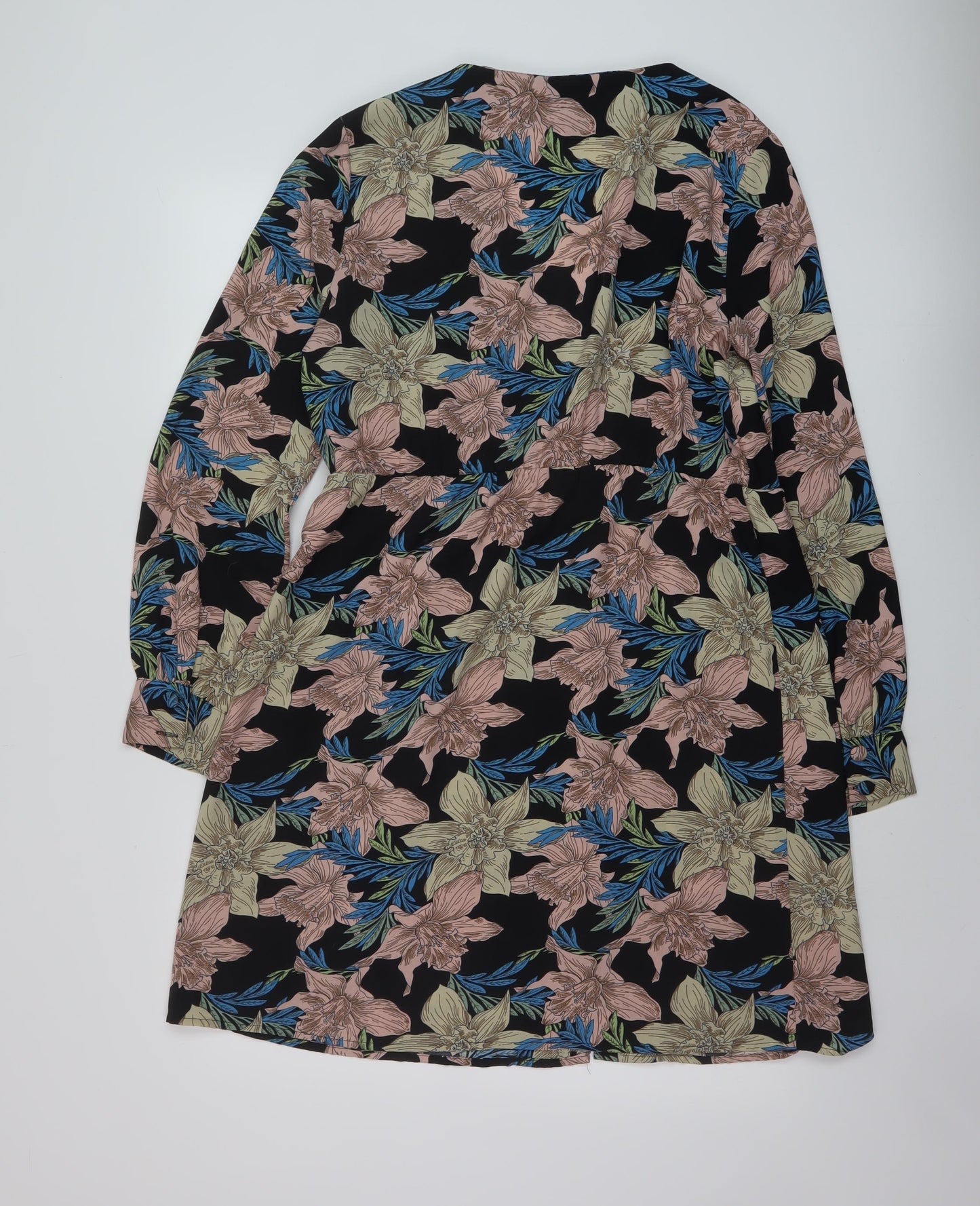 VILA Womens Multicoloured Floral Polyester A-Line Size 10 V-Neck Button