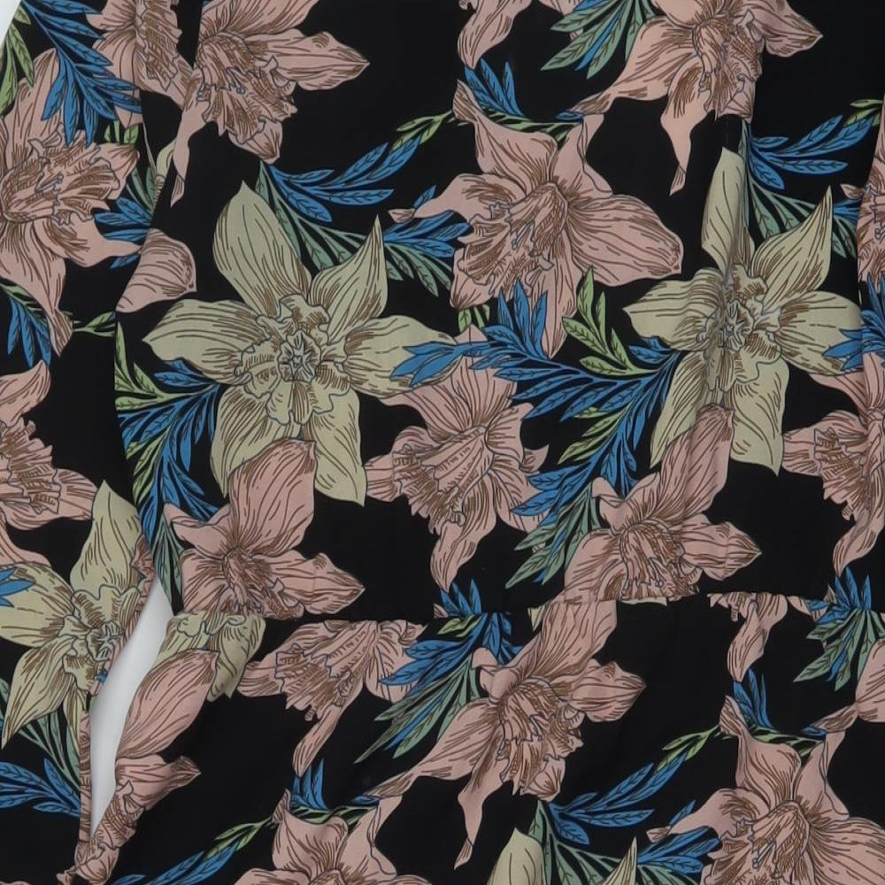 VILA Womens Multicoloured Floral Polyester A-Line Size 10 V-Neck Button