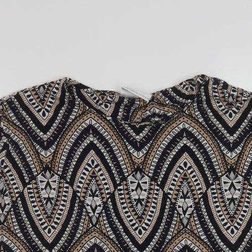 Wallis Womens Multicoloured Geometric Viscose Basic T-Shirt Size 8 Round Neck