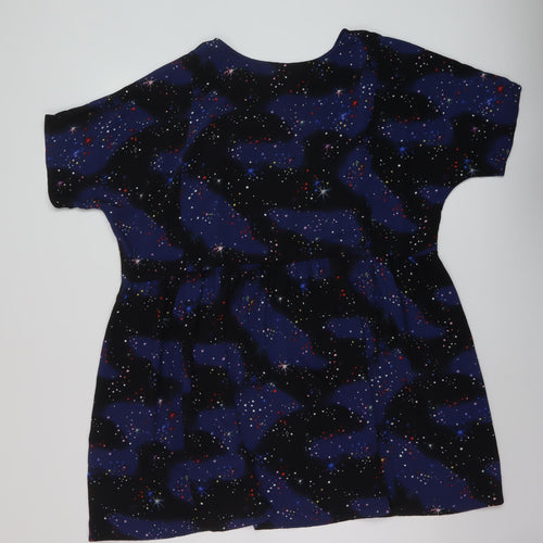Monki Womens Black Geometric Polyester A-Line Size S Round Neck Button