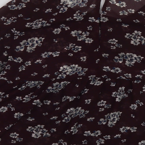 Aeropostale Womens Red Floral Polyester Basic Blouse Size S Round Neck