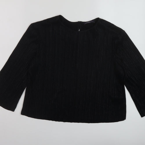 Marks and Spencer Womens Black Polyester Basic Blouse Size 10 Round Neck