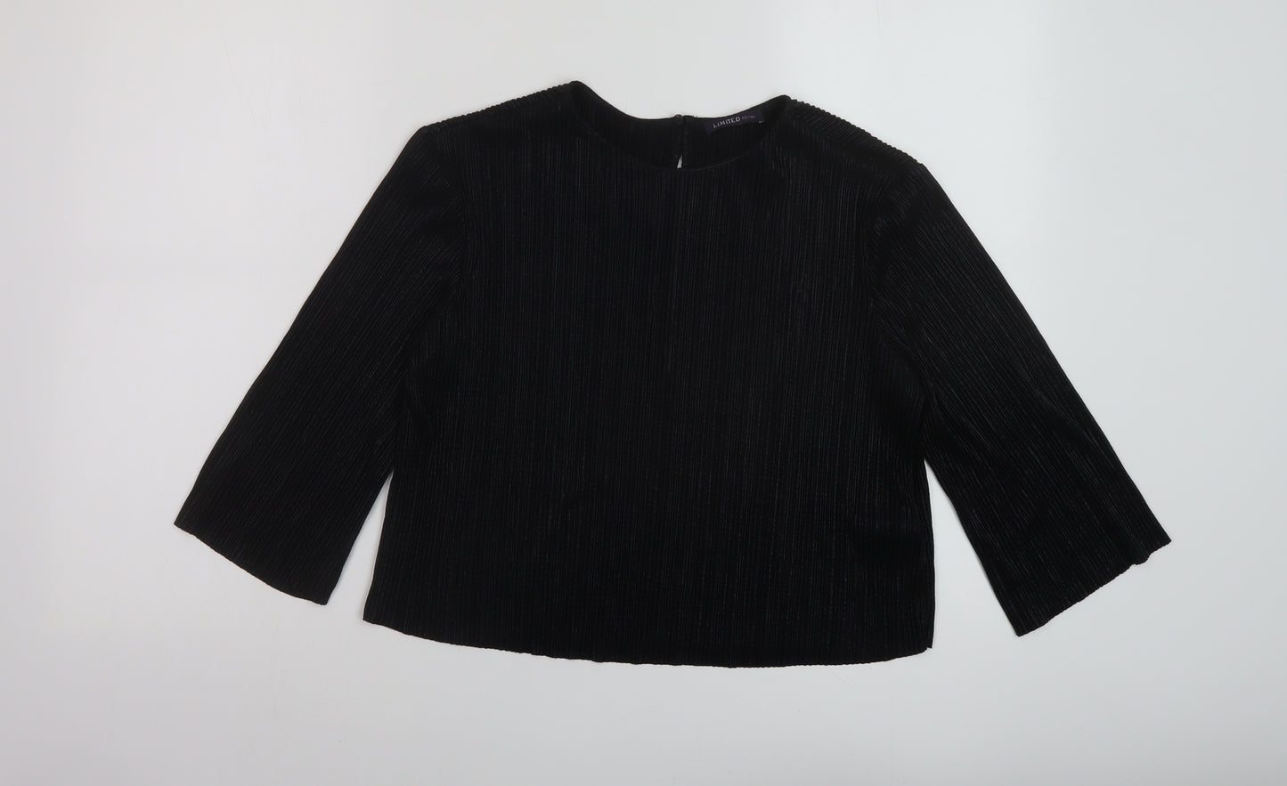 Marks and Spencer Womens Black Polyester Basic Blouse Size 10 Round Neck
