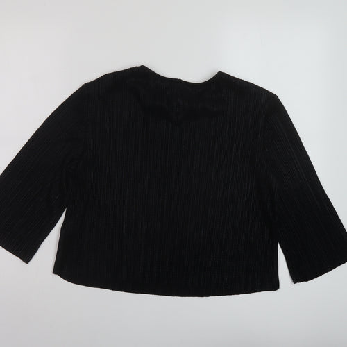 Marks and Spencer Womens Black Polyester Basic Blouse Size 10 Round Neck