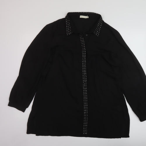 MICHA Womens Black Polyester Basic Button-Up Size 20 Collared