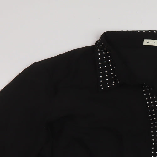 MICHA Womens Black Polyester Basic Button-Up Size 20 Collared