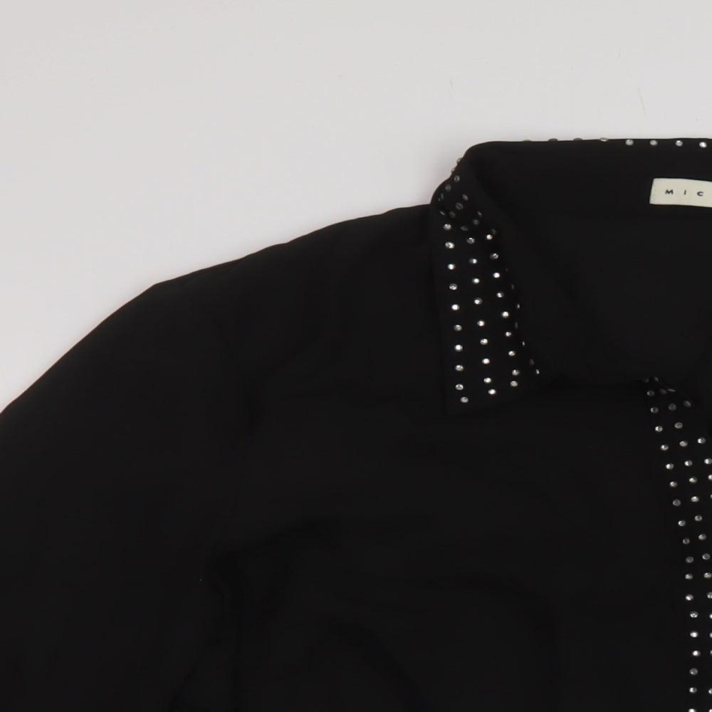 MICHA Womens Black Polyester Basic Button-Up Size 20 Collared
