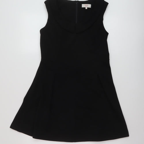 NEXT Womens Black Polyester A-Line Size 10 Round Neck Zip