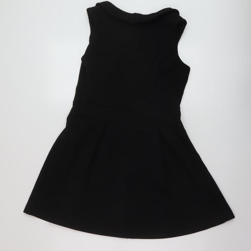 NEXT Womens Black Polyester A-Line Size 10 Round Neck Zip