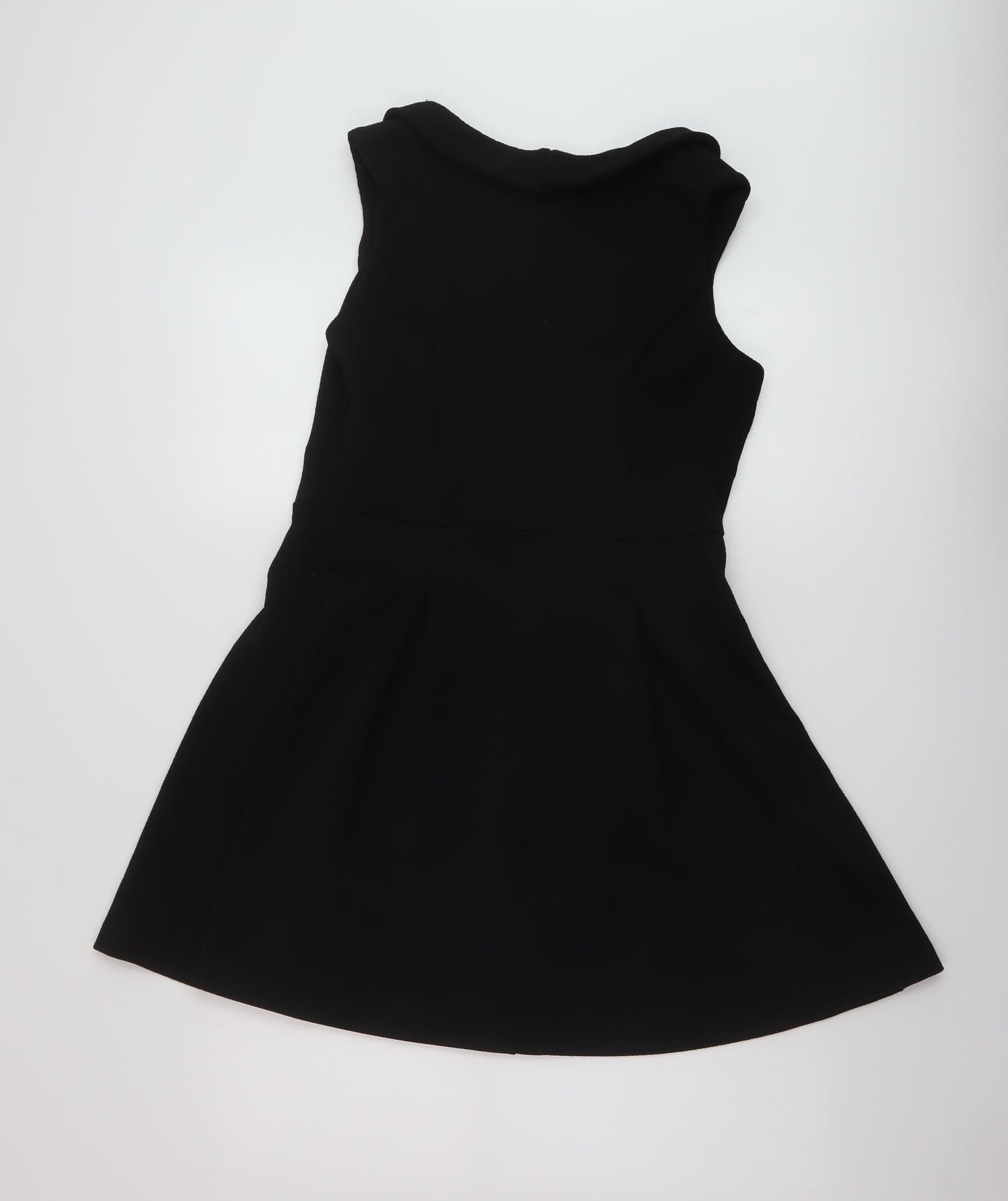 NEXT Womens Black Polyester A-Line Size 10 Round Neck Zip