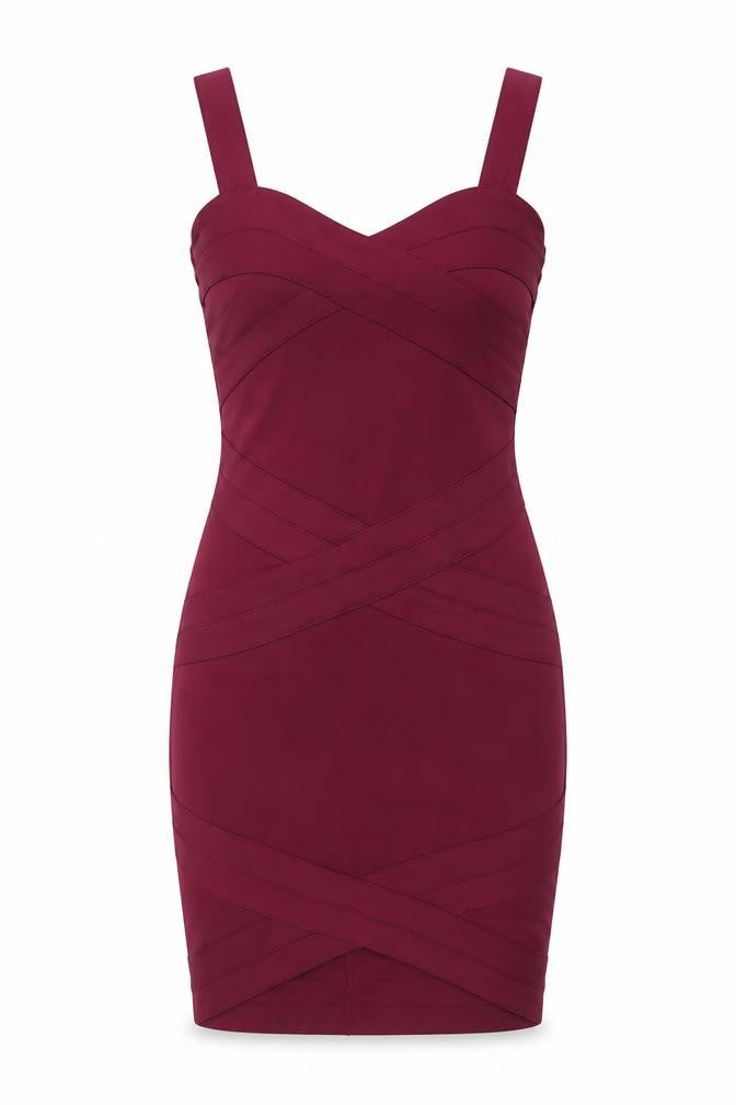 Front view of H&M women’s purple polyester bodycon, size UK 8, square neck zip