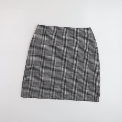 Marks and Spencer Womens Grey Plaid Polyester Mini Skirt Size 6