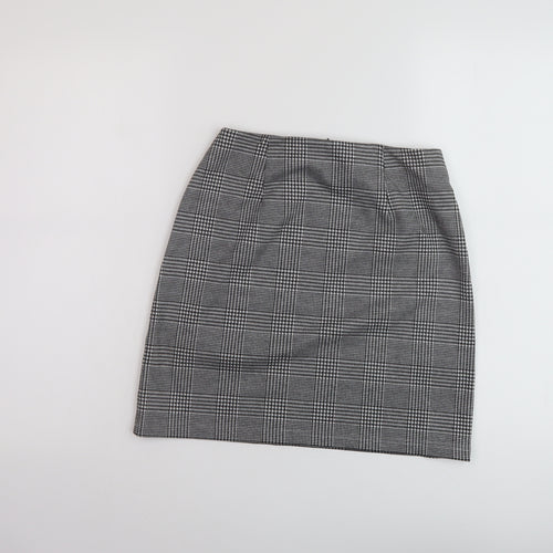 Marks and Spencer Womens Grey Plaid Polyester Mini Skirt Size 6