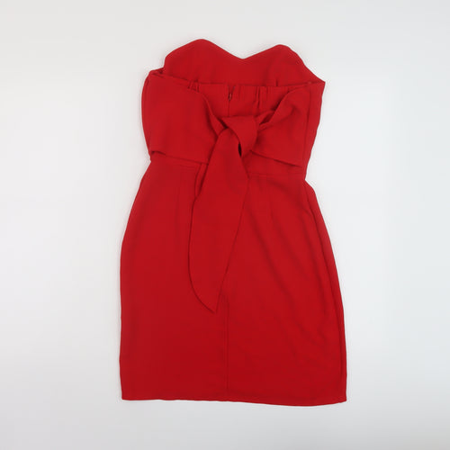 Love Womens Red Polyester Mini Size S V-Neck Zip