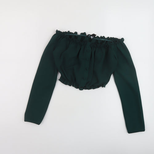 New Look Womens Green Polyester Cropped Blouse Size 6 Square Neck