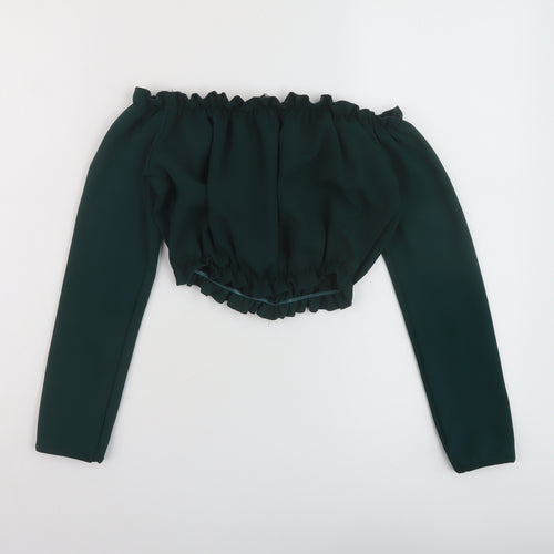 New Look Womens Green Polyester Cropped Blouse Size 6 Square Neck