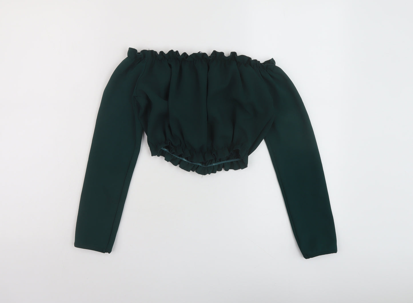 New Look Womens Green Polyester Cropped Blouse Size 6 Square Neck