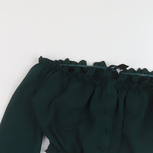 New Look Womens Green Polyester Cropped Blouse Size 6 Square Neck
