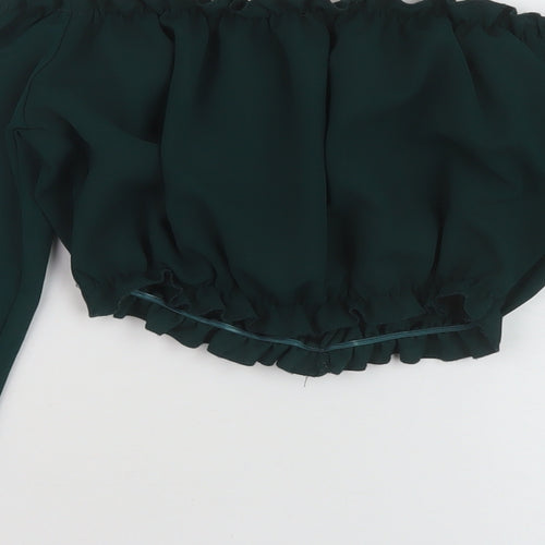 New Look Womens Green Polyester Cropped Blouse Size 6 Square Neck