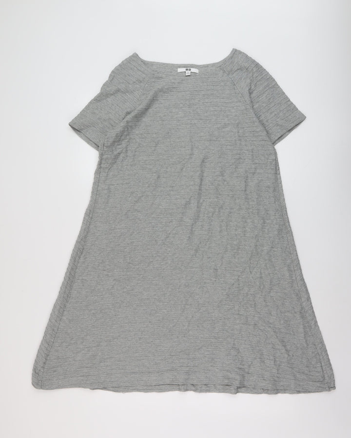 Uniqlo Womens Grey Cotton A-Line Size M Round Neck Pullover