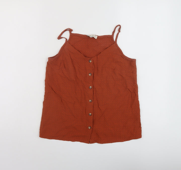 Warehouse Womens Brown Viscose Basic Tank Size 8 Sweetheart