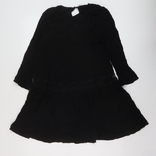 H&M Womens Black Viscose A-Line Size 8 Round Neck Button