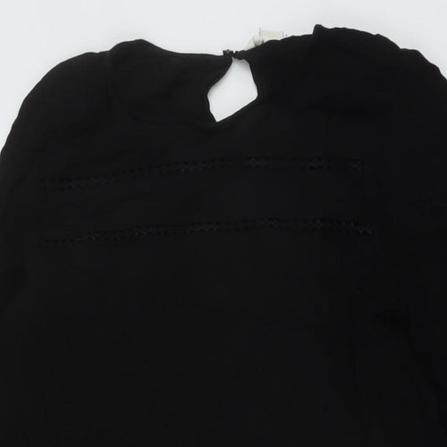 H&M Womens Black Viscose A-Line Size 8 Round Neck Button