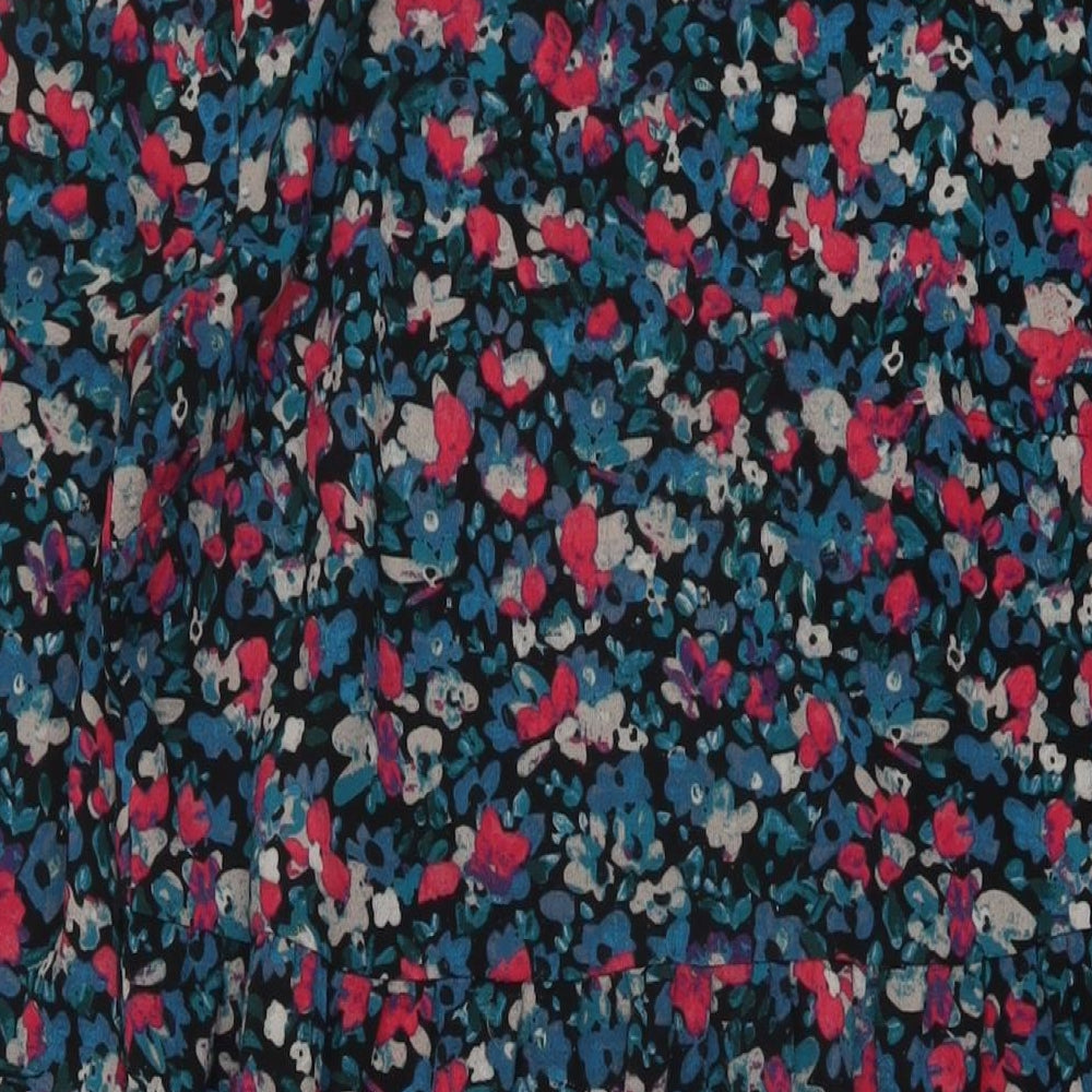 New Look Womens Multicoloured Floral Polyester A-Line Size 12 Round Neck Button