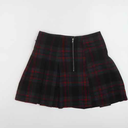 NEXT Womens Grey Plaid Polyester Skater Skirt Size 6 Zip