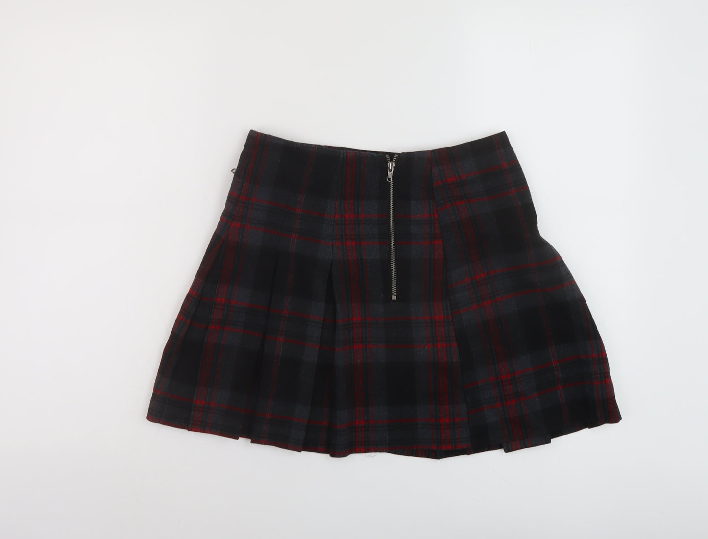 NEXT Womens Grey Plaid Polyester Skater Skirt Size 6 Zip