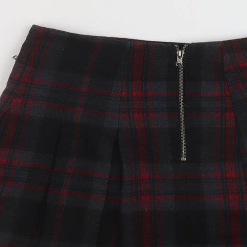 NEXT Womens Grey Plaid Polyester Skater Skirt Size 6 Zip