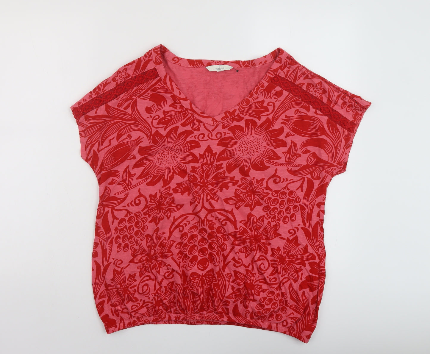 NEXT Womens Pink Geometric Cotton Basic T-Shirt Size 14 V-Neck