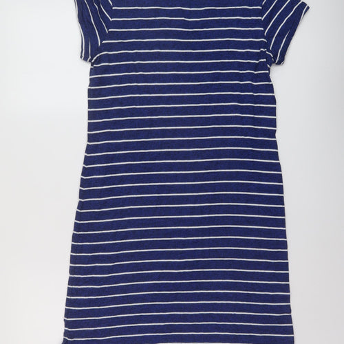White Stuff Womens Blue Striped Cotton A-Line Size 12 Round Neck Pullover
