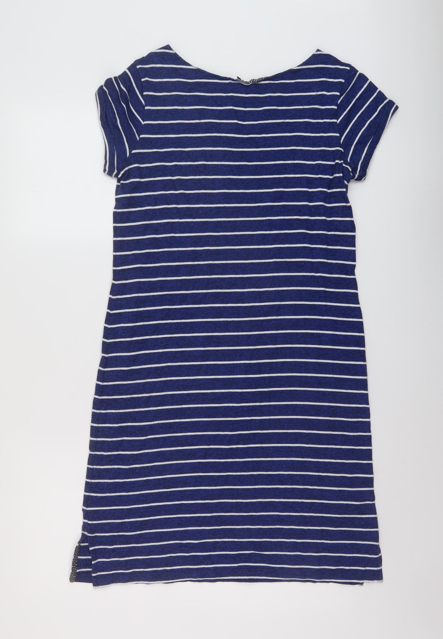 White Stuff Womens Blue Striped Cotton A-Line Size 12 Round Neck Pullover