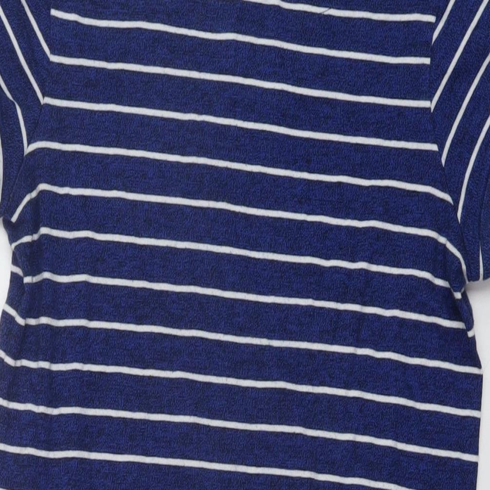 White Stuff Womens Blue Striped Cotton A-Line Size 12 Round Neck Pullover